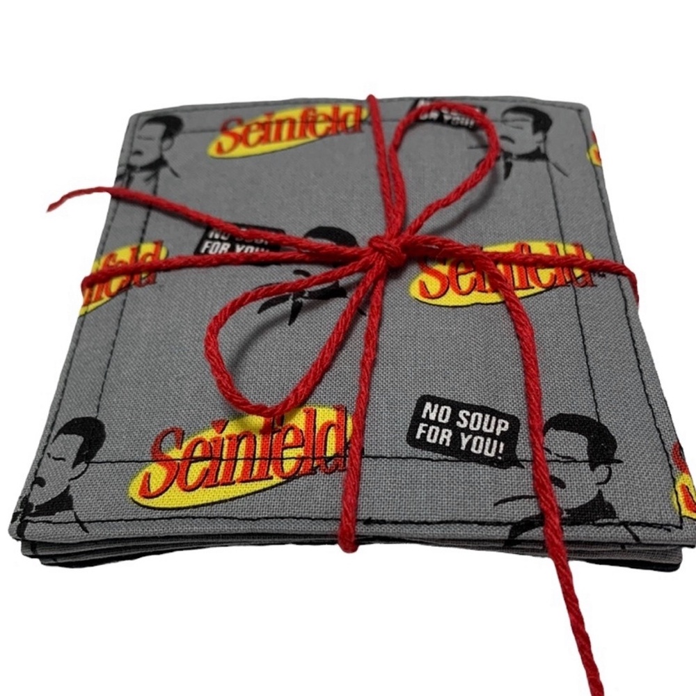 Coasters set of 4 Seinfeld No Soup for You multi hand made cotton perfect gift